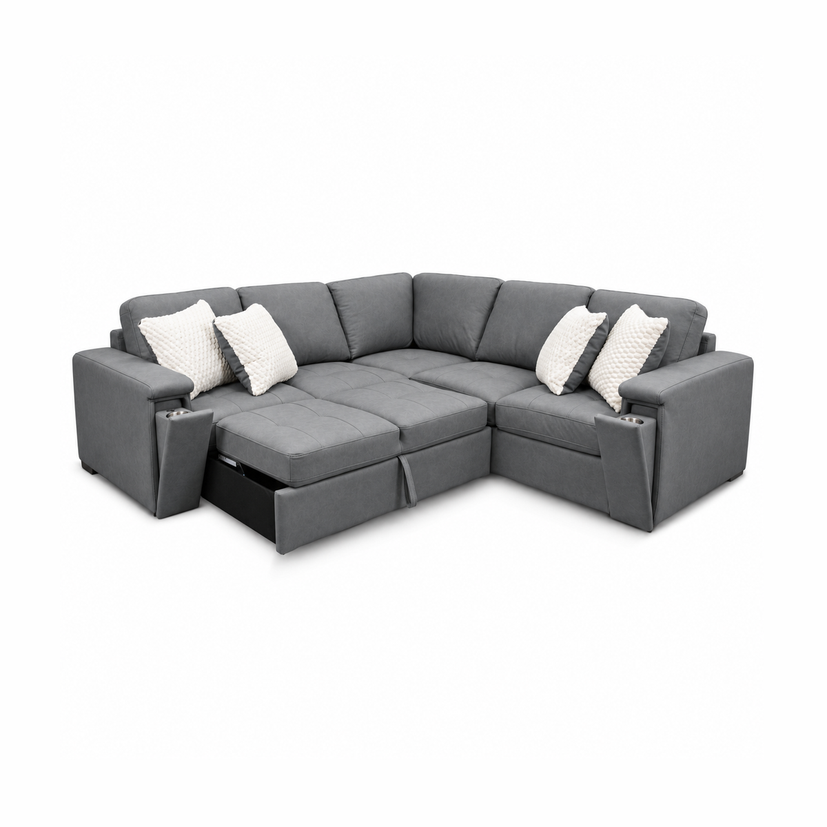 Bjorn Right Pull-Out Sleeper Sectional – Dark Shadow-Large