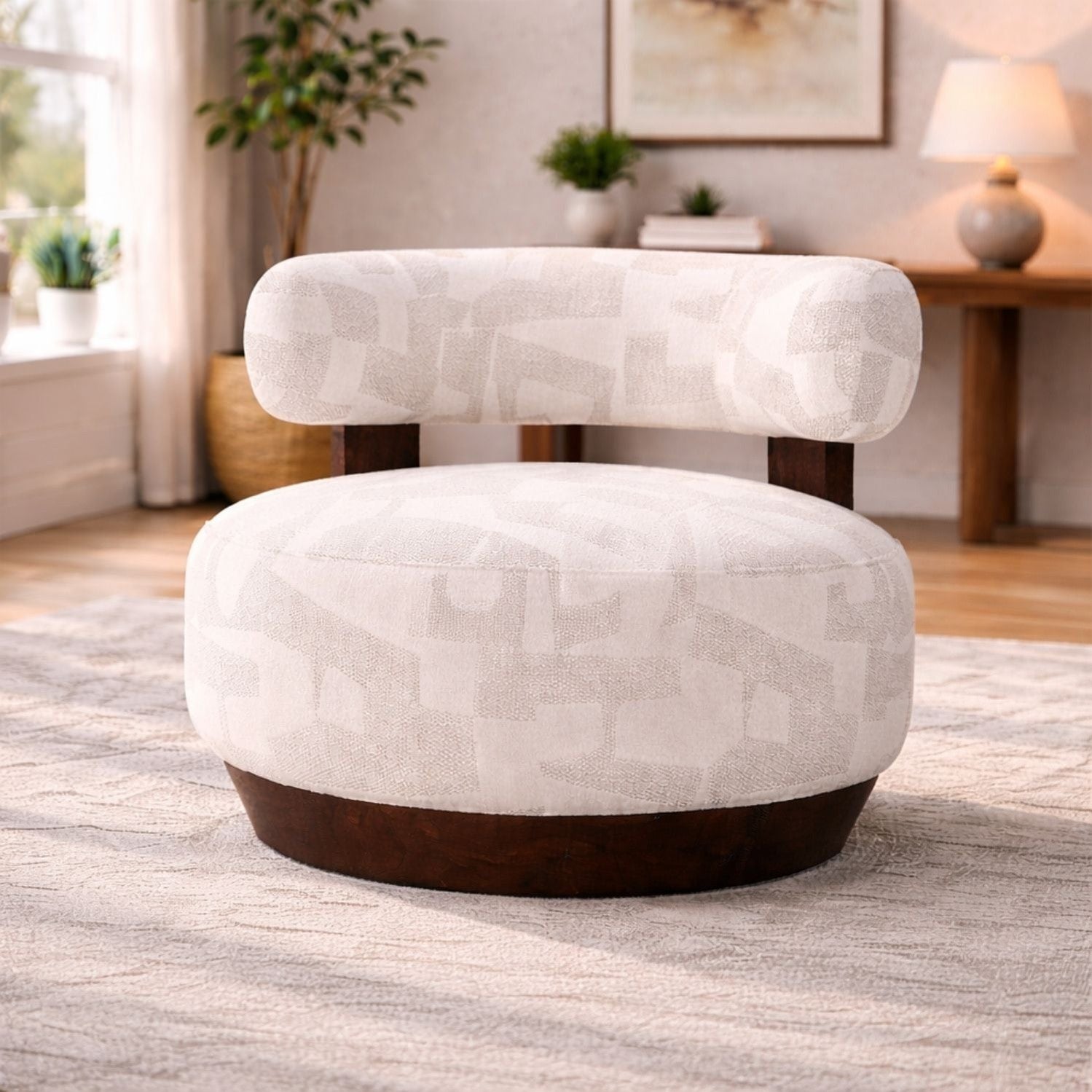 Greta Accent Chair – Soft Textured Fabric & Pine Frame