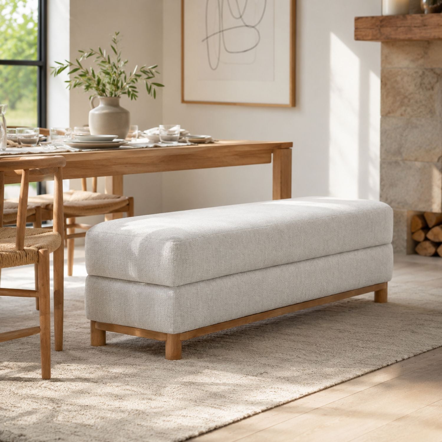 Hollis Upholstered Bench – Cabin Glow