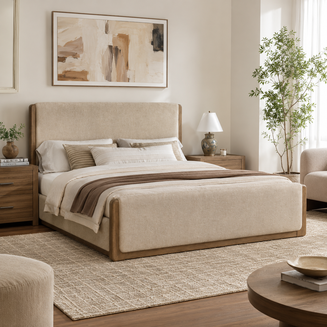 Hollis Upholstered Panel Bed – Cabin Glow