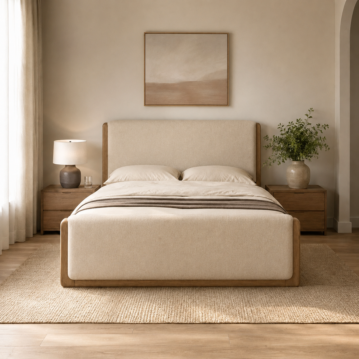 Hollis Upholstered Panel Bed – Cabin Glow