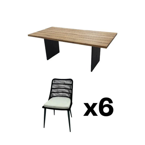 Naples Outdoor Dining Set - Dining Table & 6 Dining Chair