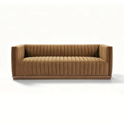 Elba 3-Seater Velvet Sofa with Wood Base – Bronze
