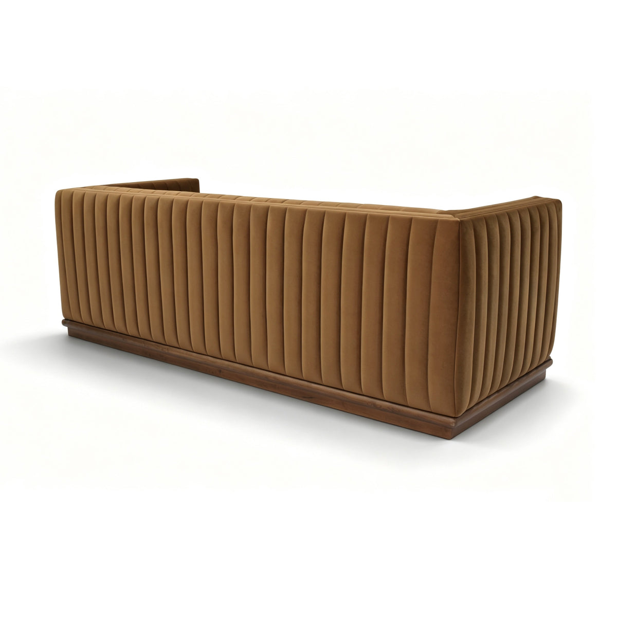 Elba 3-Seater Velvet Sofa with Wood Base – Bronze
