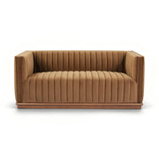 Elba 2-Seater Velvet Loveseat with Wood Base – Bronze