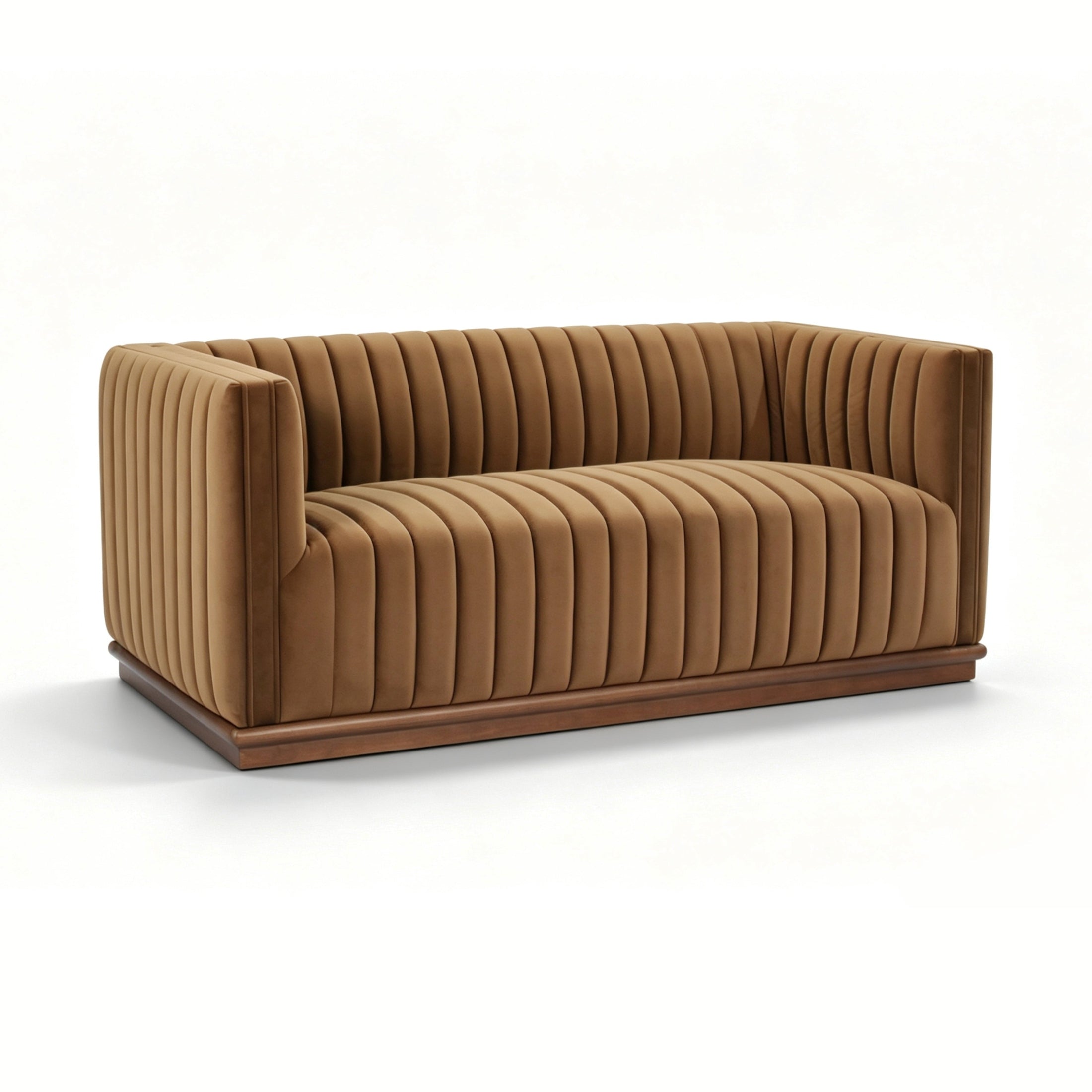 Elba 2-Seater Velvet Loveseat with Wood Base – Bronze