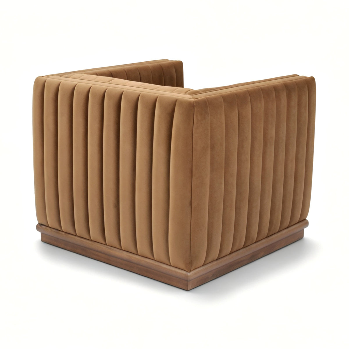 Elba Velvet Accent Chair with Wood Base – Bronze