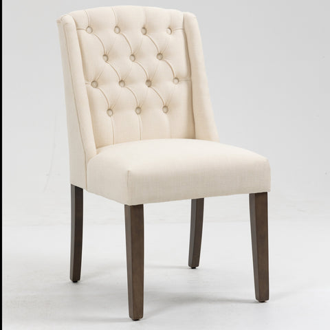Noha Dining Chair with Wooden Legs Sleek Design Beige