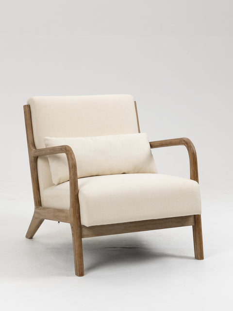 Pose Accent Chairs with Wooden Legs - Beige