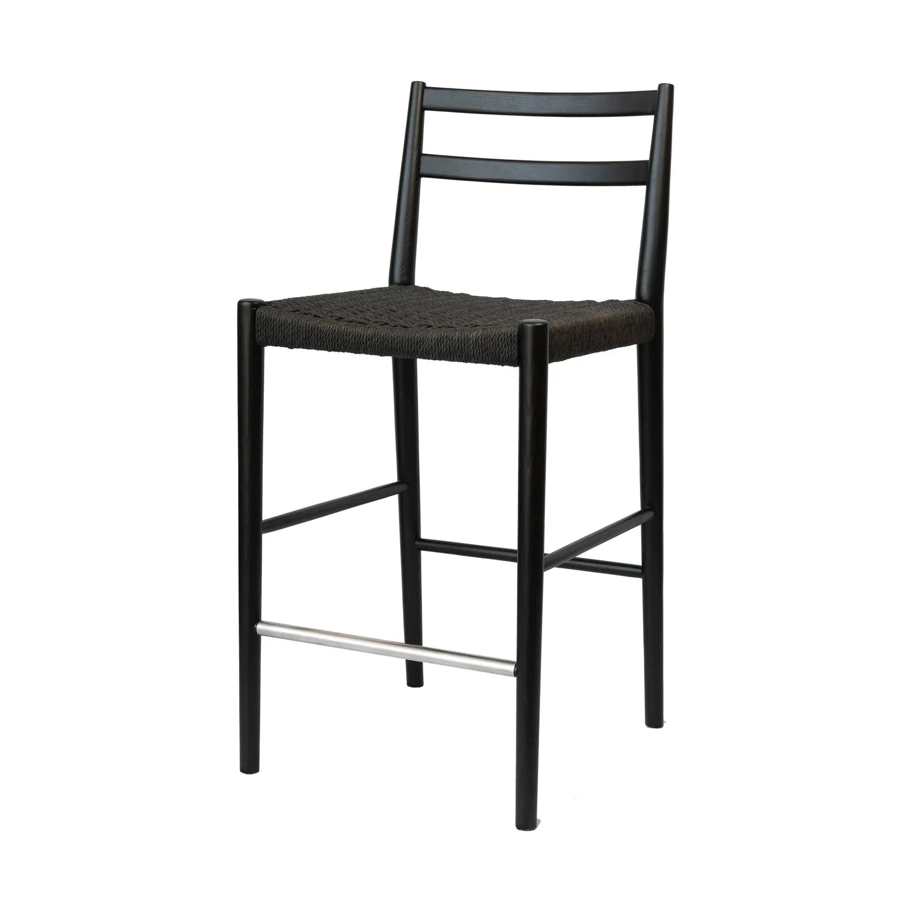 Varis Counter Stool with Back - Black Woven Seat