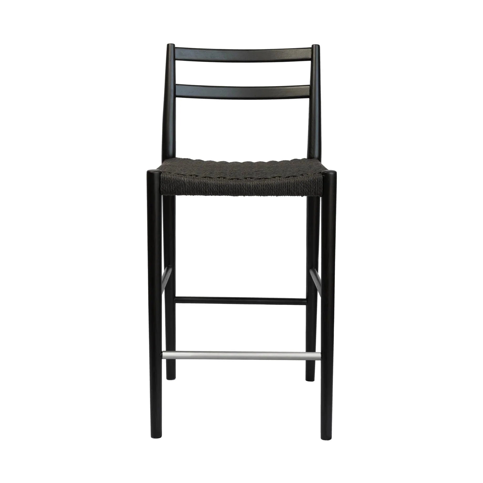 Varis Counter Stool with Back - Black Woven Seat