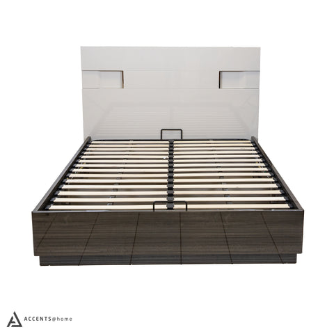 Janice Glossy Two Tone Queen Bed