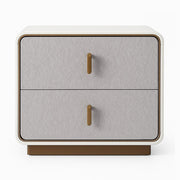 Joan Nightstand - Glossy Grey-Beige & Champagne Gold