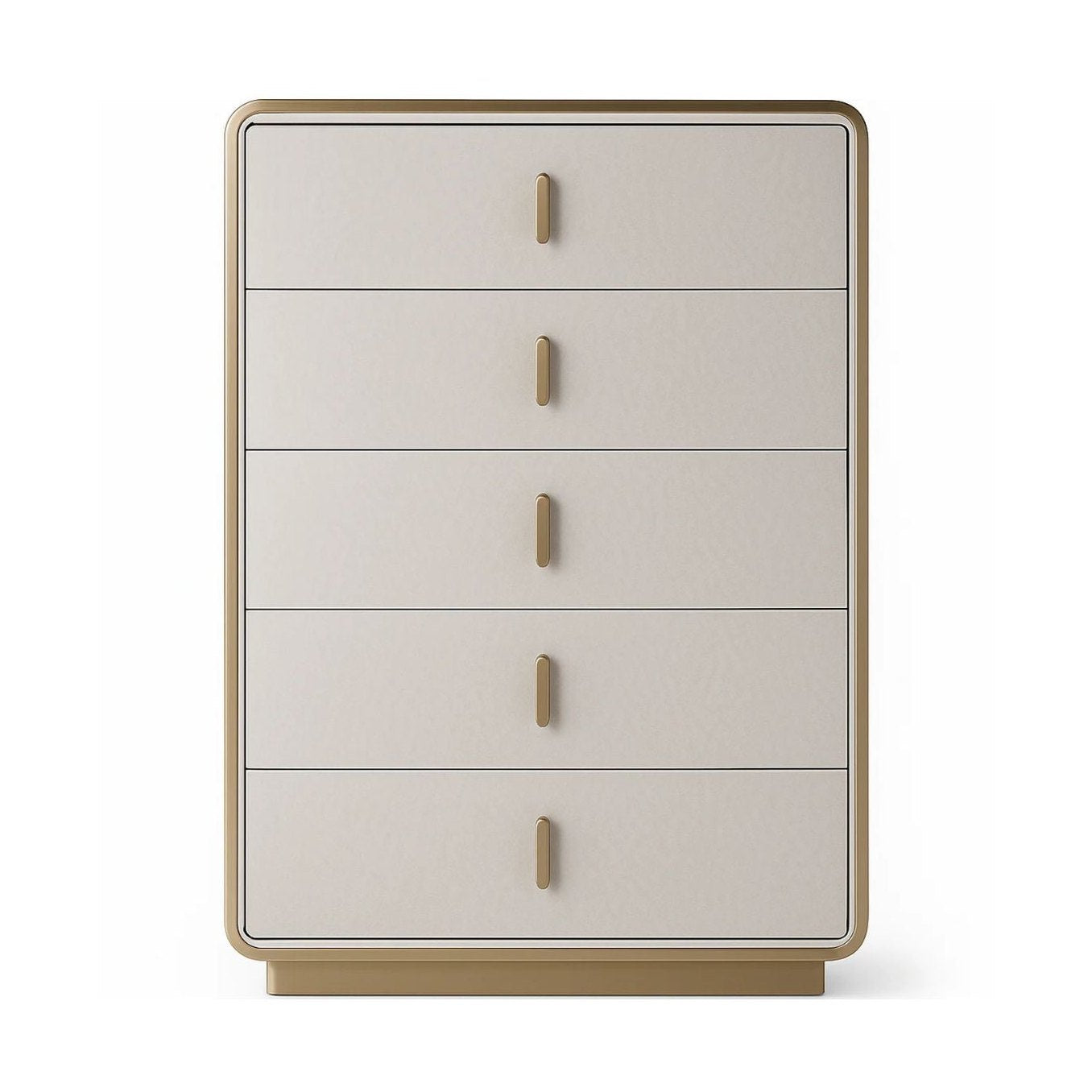 Joan 5-Drawer Bedroom Chest – Light Grey Beige Glossy Finish