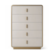 Joan 5-Drawer Bedroom Chest – Light Grey Beige Glossy Finish