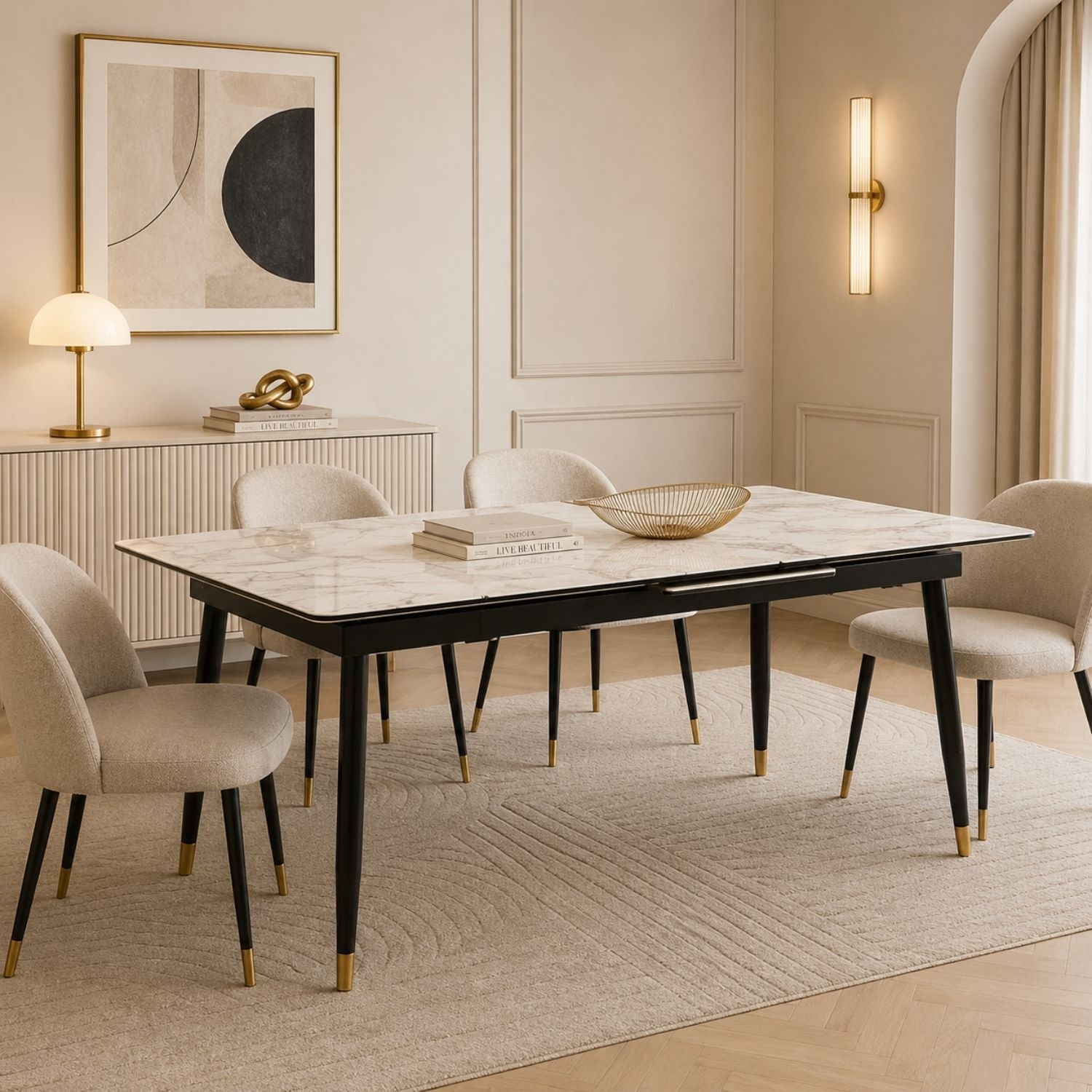 Justin Ceramic Top Extendable Dining Table