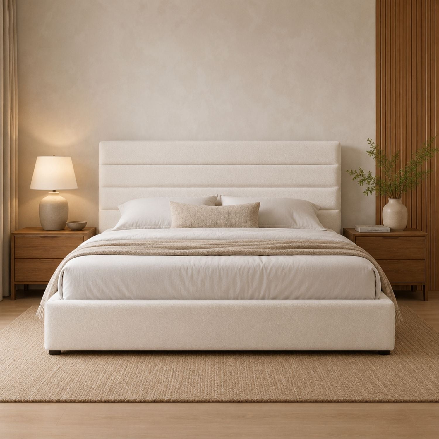 Justin Double Storage Bed Tall - Cream