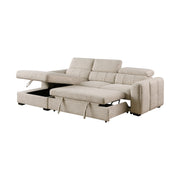 Toren Performance Fabric Sectional Sleeper with Chaise – Oatmeal