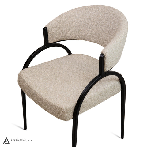 Kara Premium Vista Fabric Dining Chair - Light Linen
