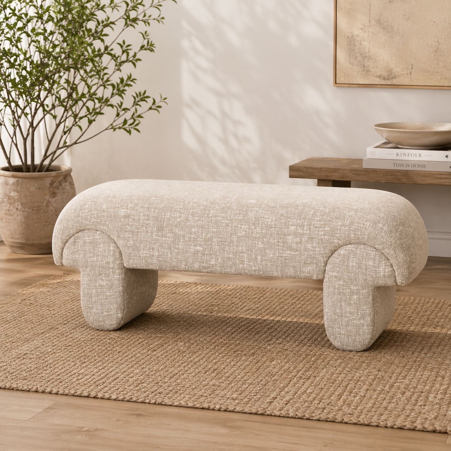 Karsen Upholstered Bench with Sculpted Base