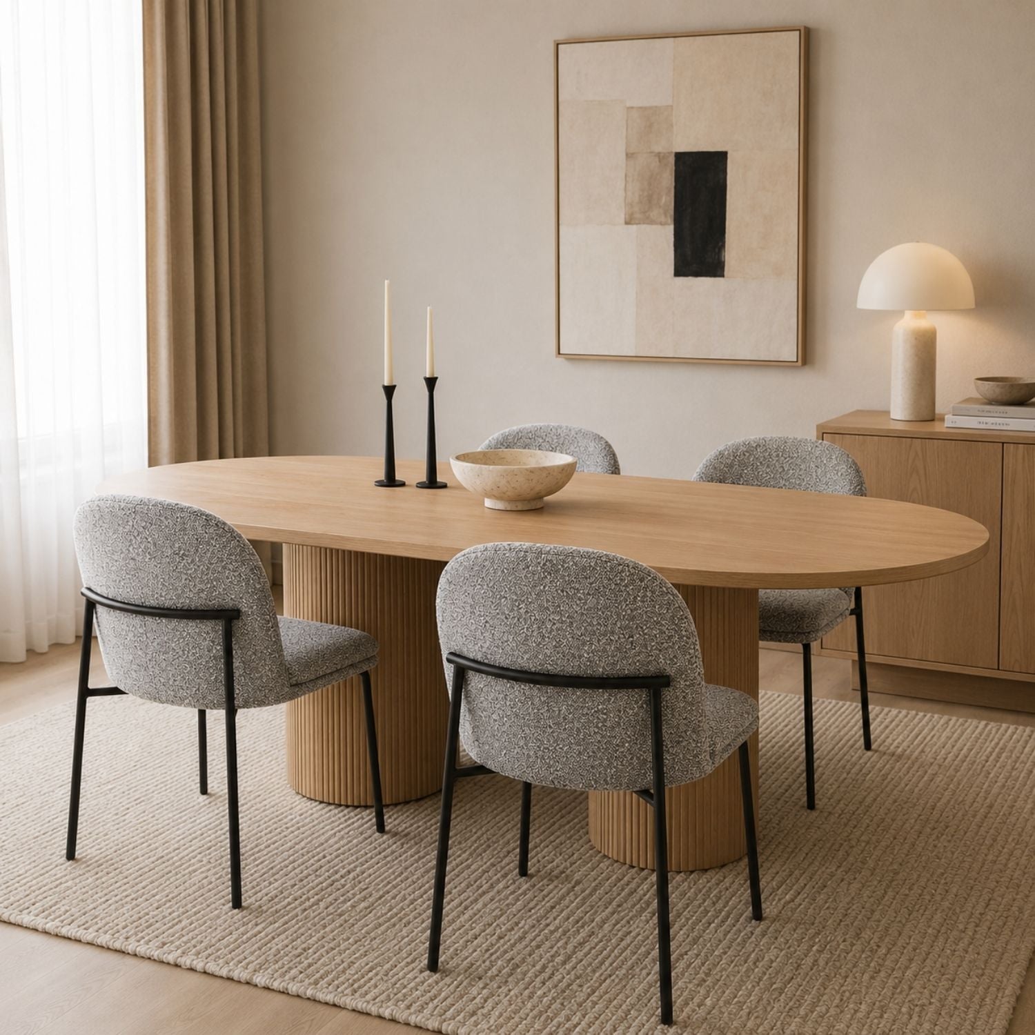 Kendra Boucle Dining Chair - Grey