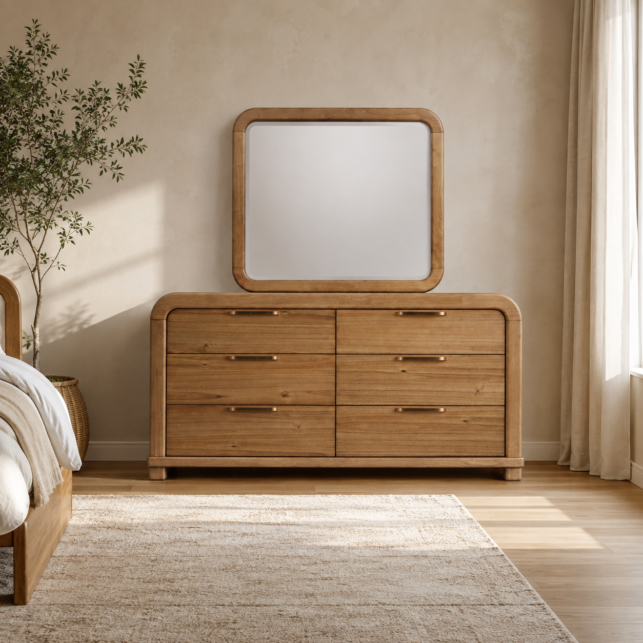 Kione Modern 6 Drawer Acacia Wood Dresser – Lioness