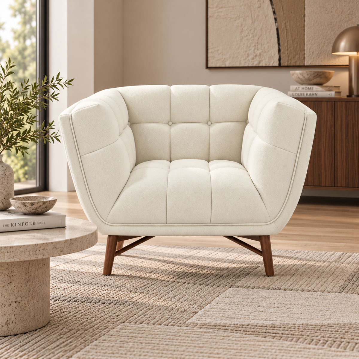 Kitsilano Premium Velvet Accent Chair – Beige