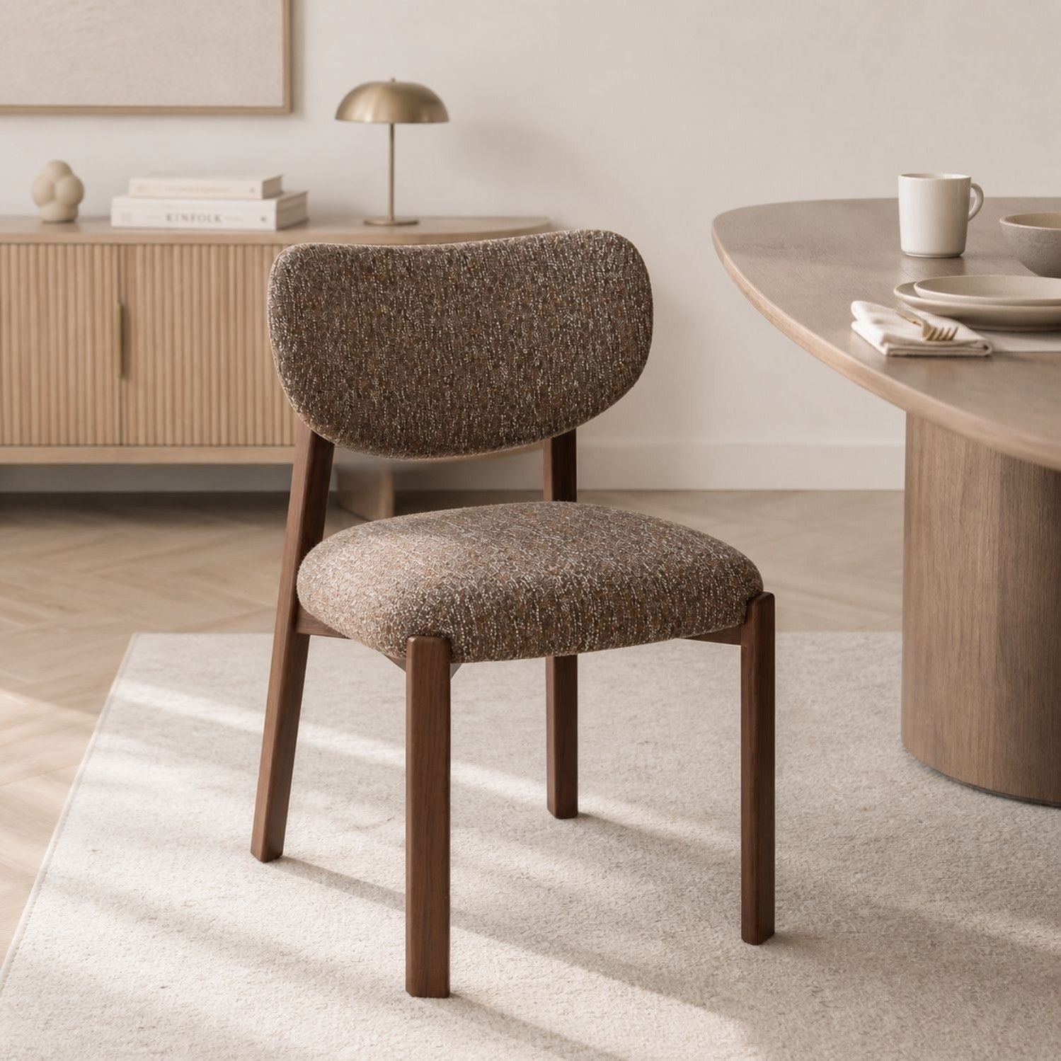 Kofi Upholstered Dining Chair with Walnut Finish Legs