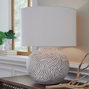 Vien Terracotta Table Lamp – Distressed White