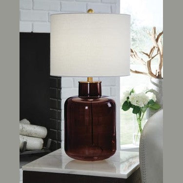 Mette Glass Table Lamp – Brown & Gold