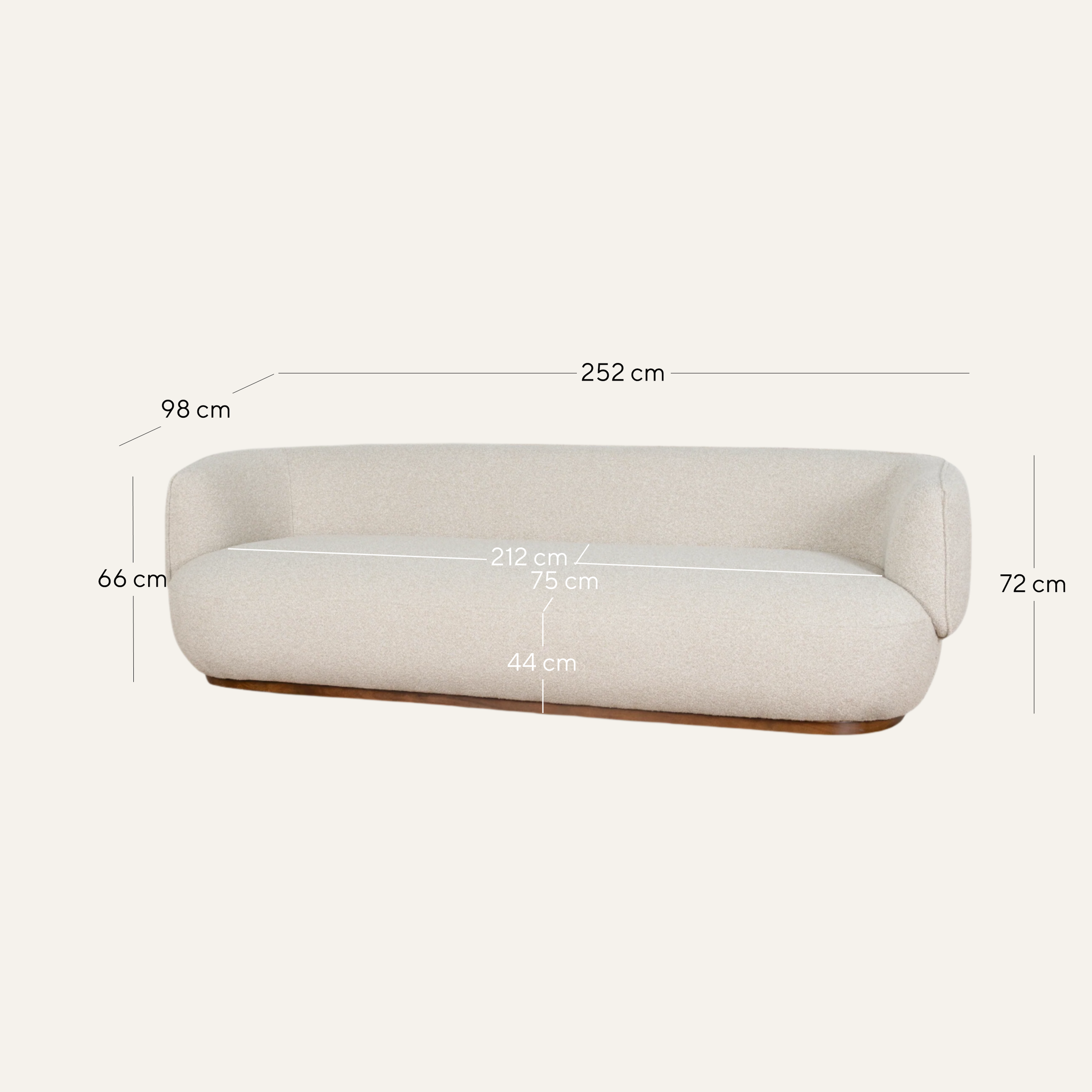 Vaila Premium Boucle Sofa w/2 Pillows