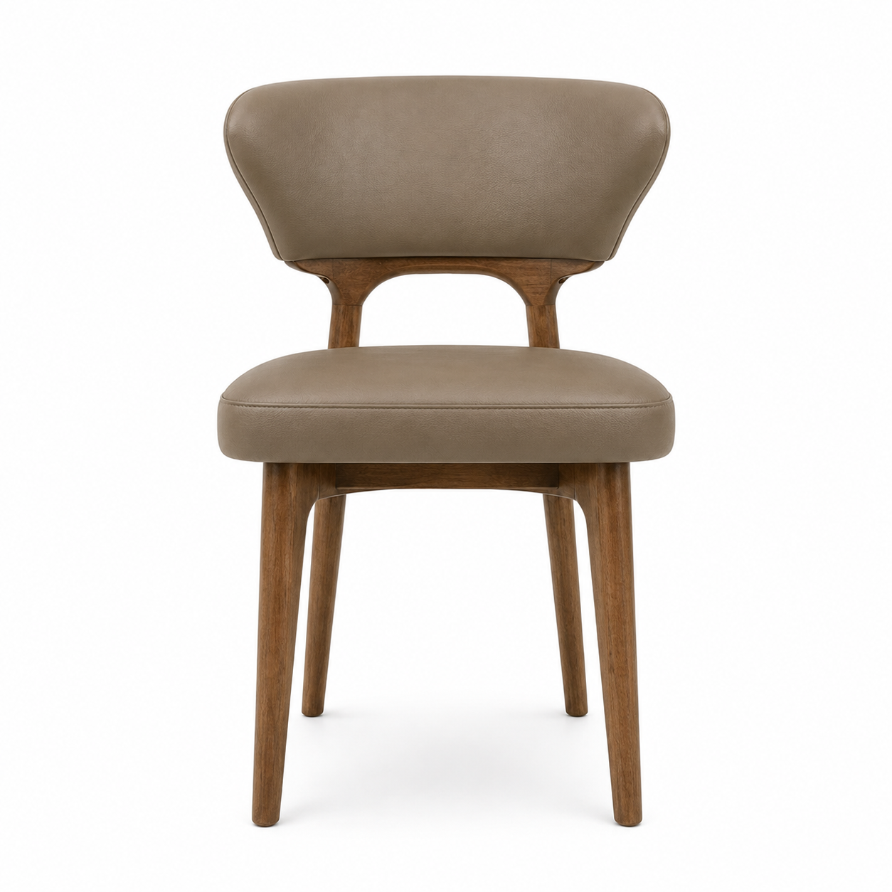 Langley Faux Leather Dining Chair with Walnut Wood Legs – Mocha Brown