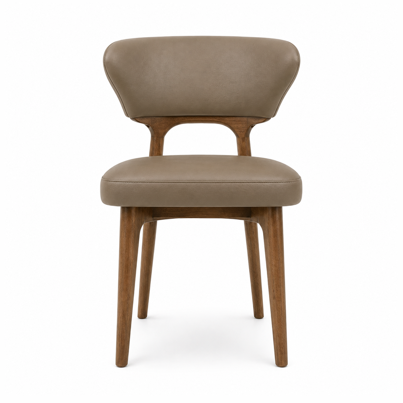 Langley Faux Leather Dining Chair with Walnut Wood Legs – Mocha Brown