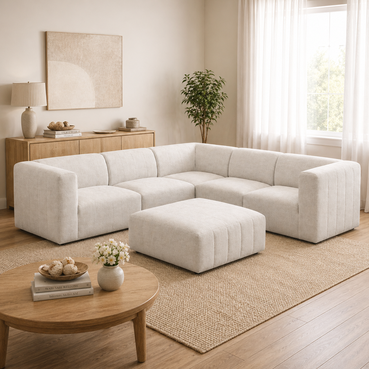 Lauriston Premium Fabric 6 PCs Modular Sectional - Monique Beige