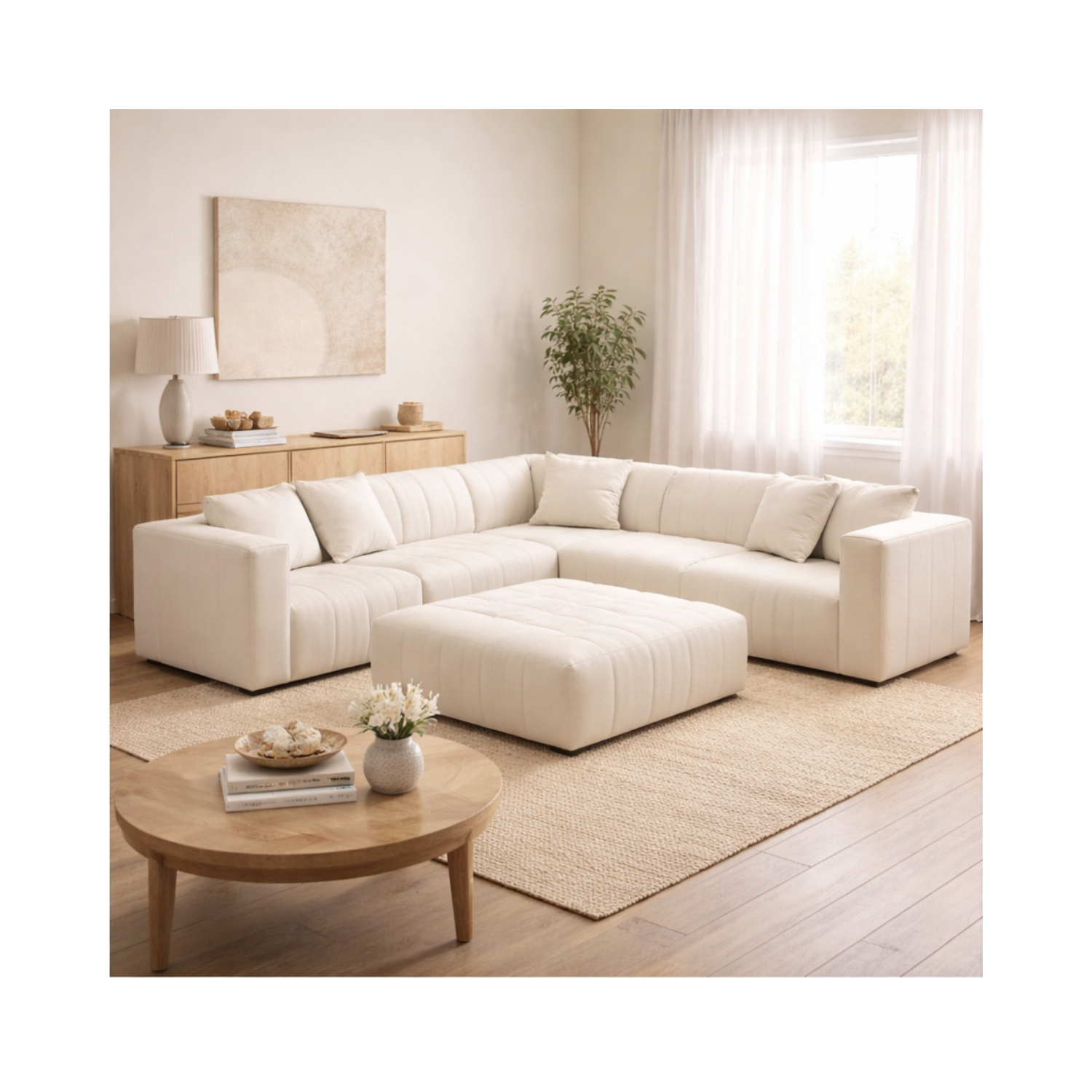 Lauriston Premium Fabric 6 PCs Modular Sectional - Monique Beige
