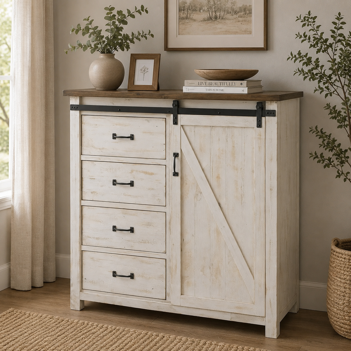 Lazrin 4 Drawer Chest With 1 Door