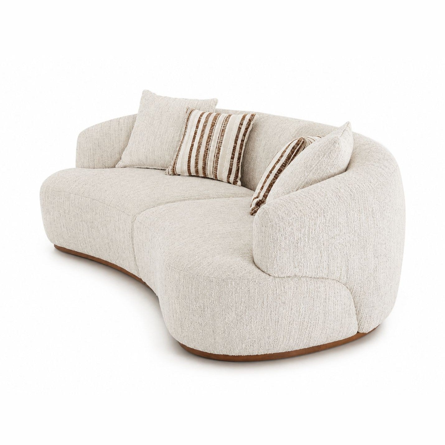 Leona Modern Premium Fabric Upholstered Sofa with Ash Wood Base - Oatmeal