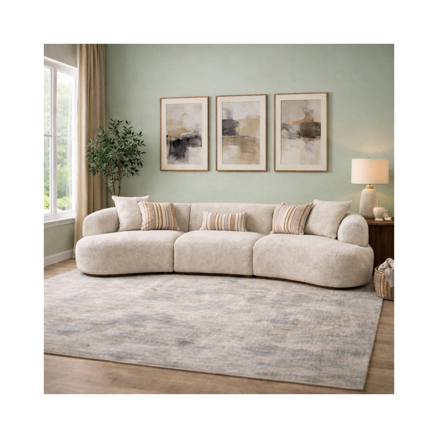 Leona 3-Piece Modular Curved Sofa