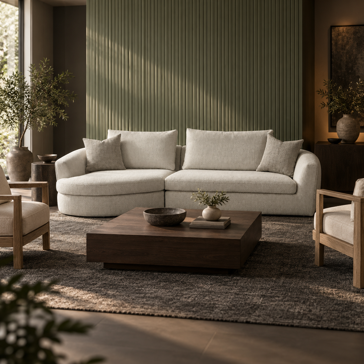 Lorenza Curved Sectional Sofa – Warm Greige