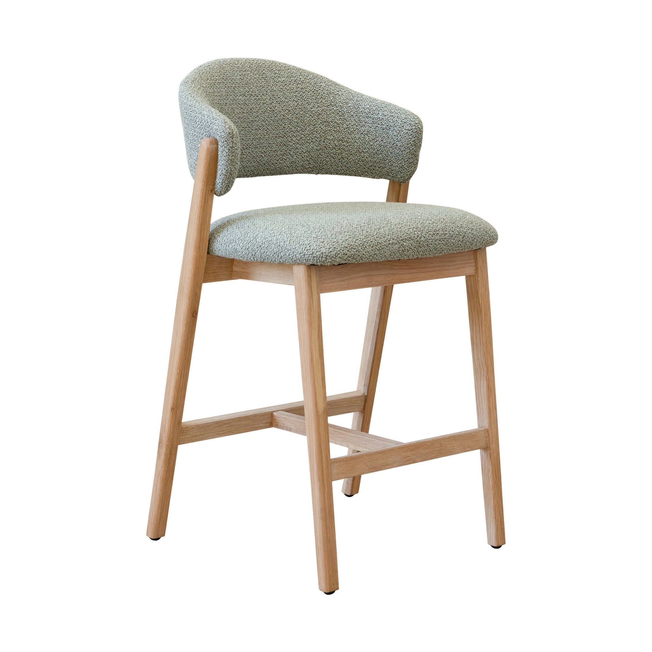 Brina Counter Stool – Mint Green Upholstery & Natural Wood Frame