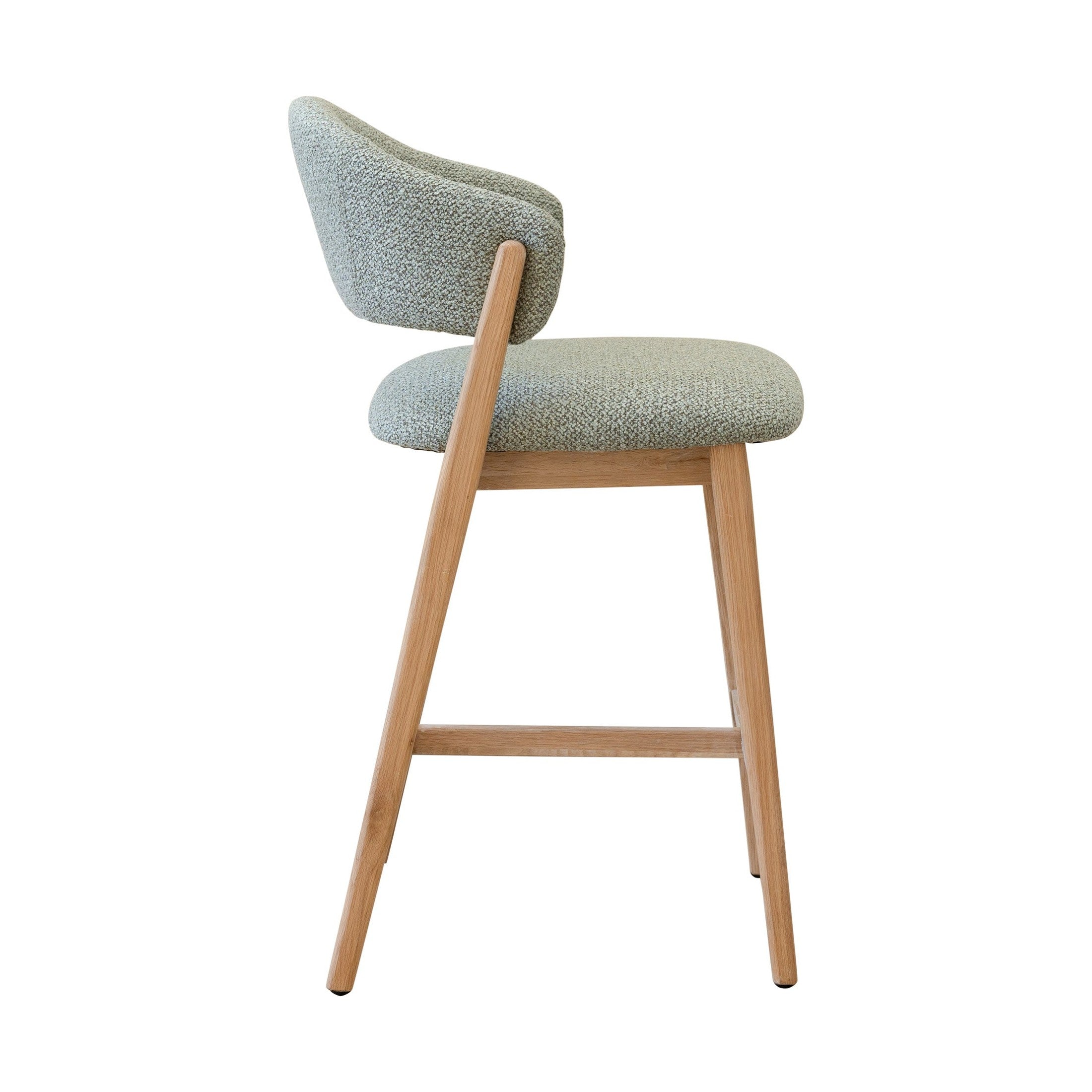Brina Counter Stool – Mint Green Upholstery & Natural Wood Frame