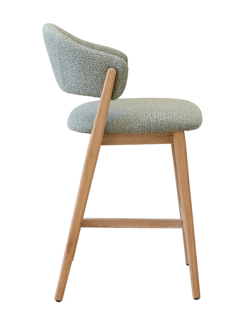 Brina Counter Stool – Mint Green Upholstery & Natural Wood Frame