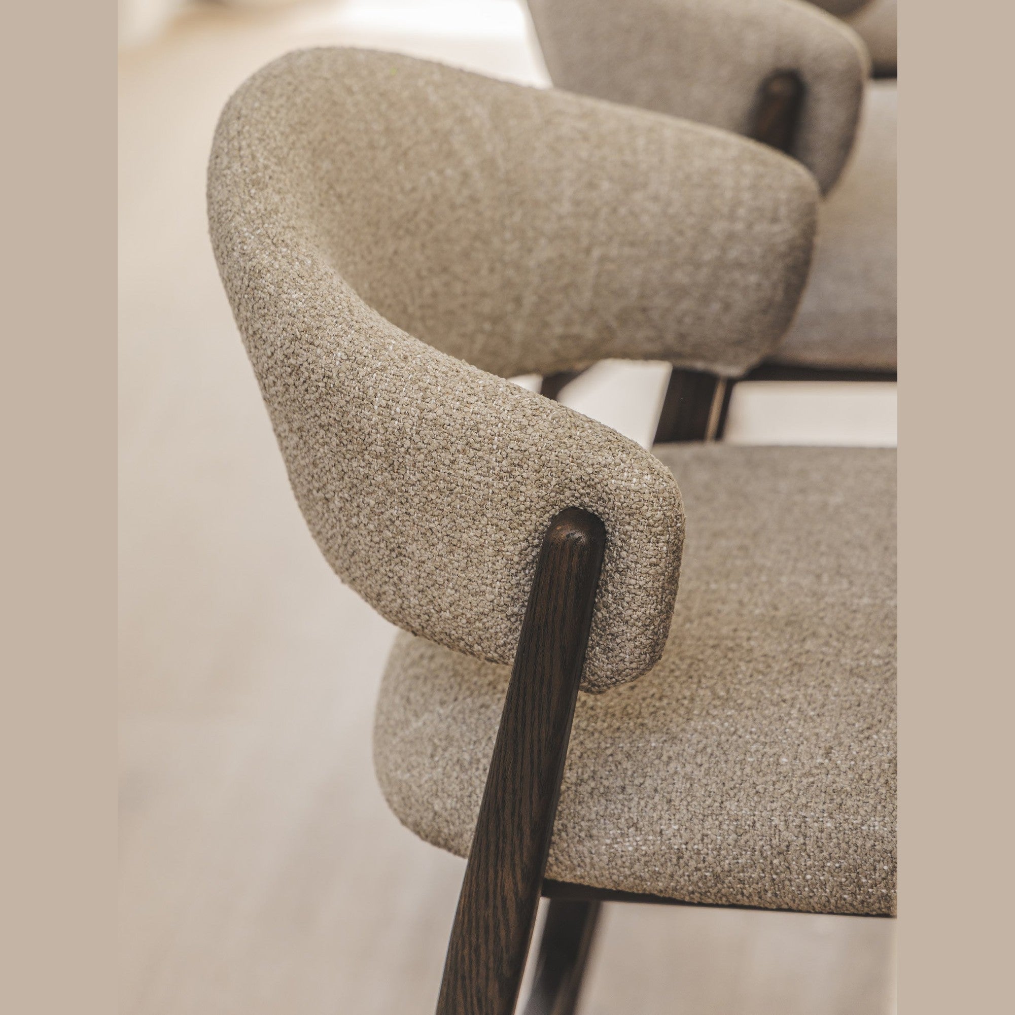 Brina Counter Stool – Beige Upholstery & Dirty Oak Wood Frame