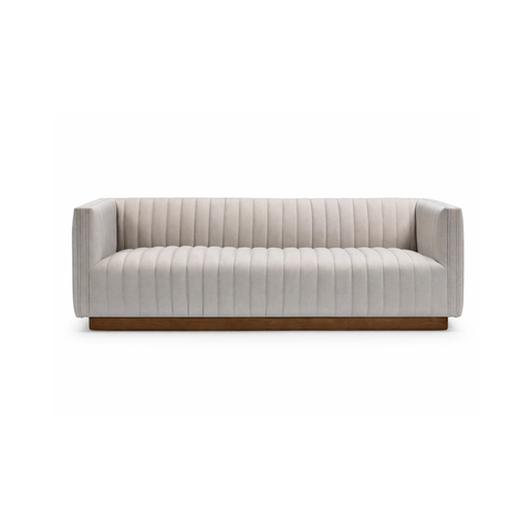 Elba Premium Velvet Sofa w/Wooden Bas - Mocha Mist
