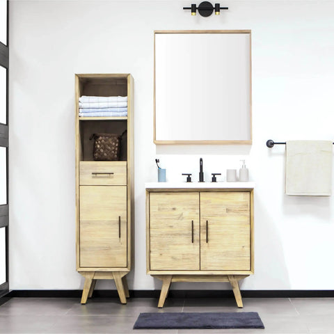 Elvyn Mirror W28 inch - Solid Acacia Frame