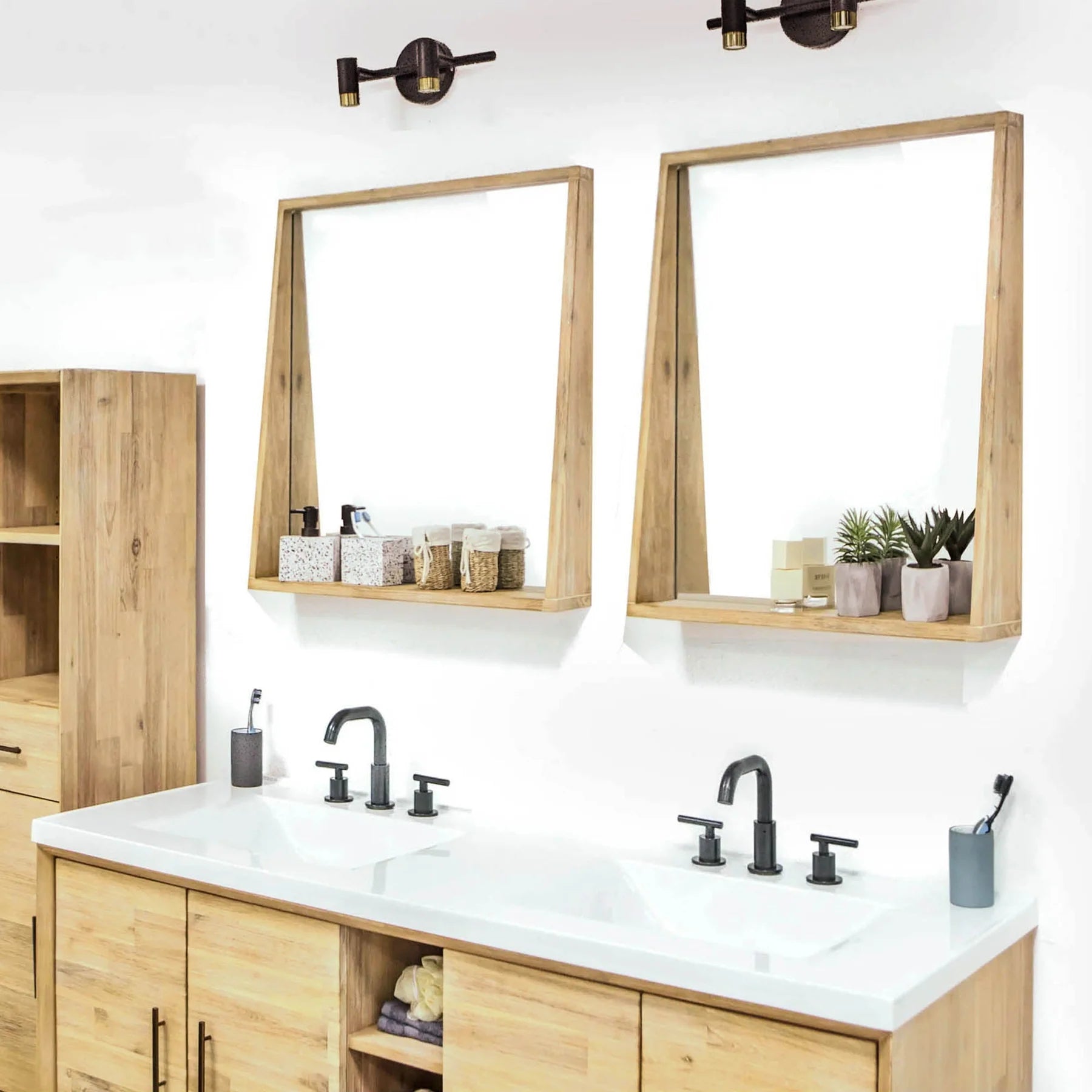 Elvyn Mirror W28 inch - Solid Acacia Frame