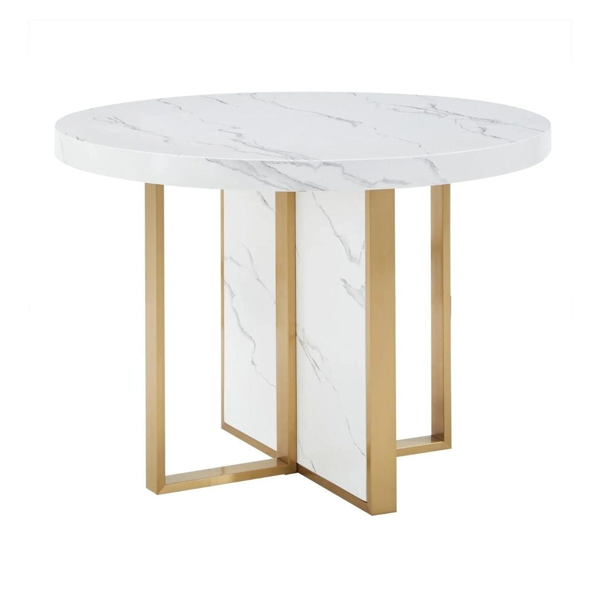 Moreno 43" Wide Faux Marble Round Dining Table - White