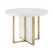 Moreno 43" Wide Faux Marble Round Dining Table - White