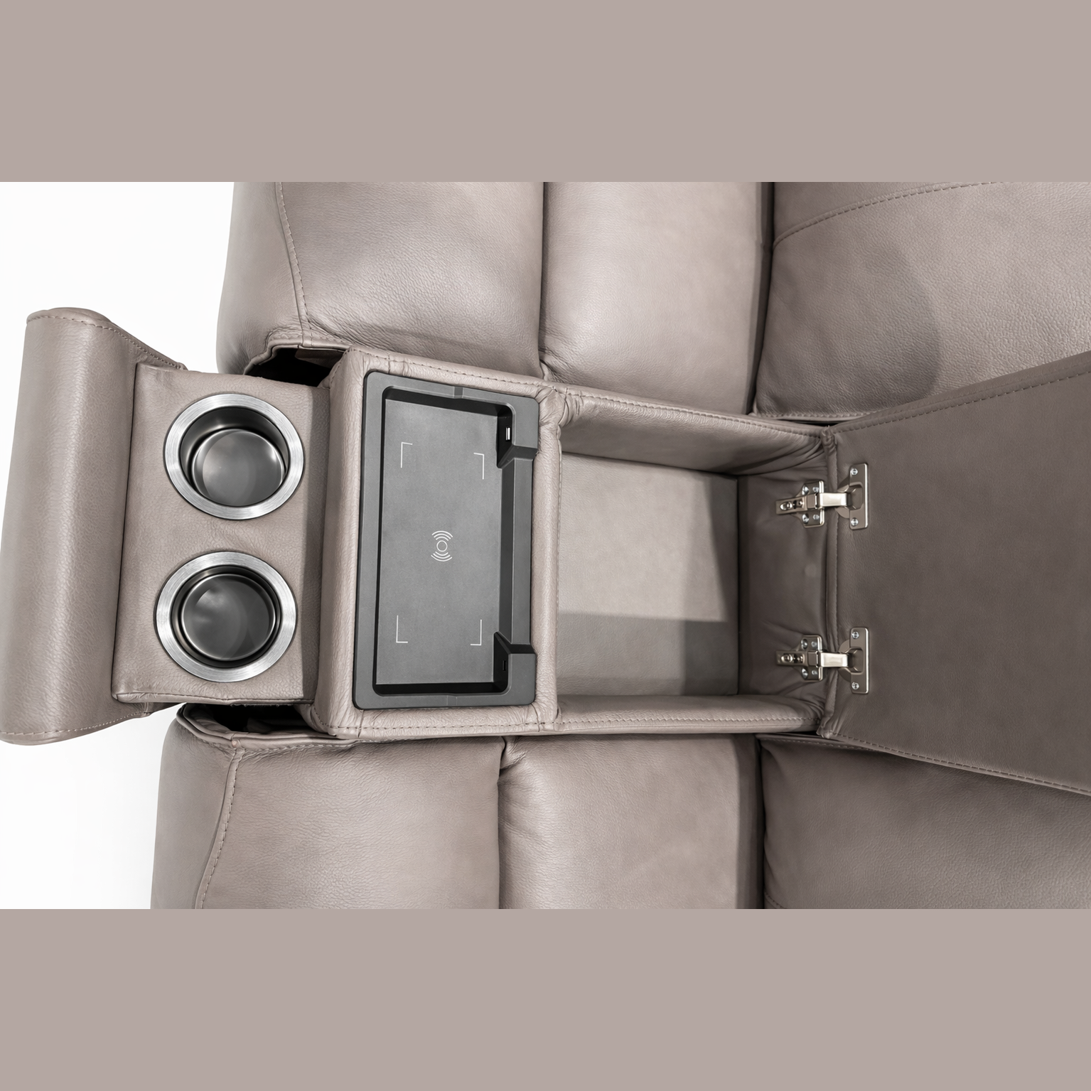 Maceo Genuine Leather Modular Recliner Sectional - Charcoal