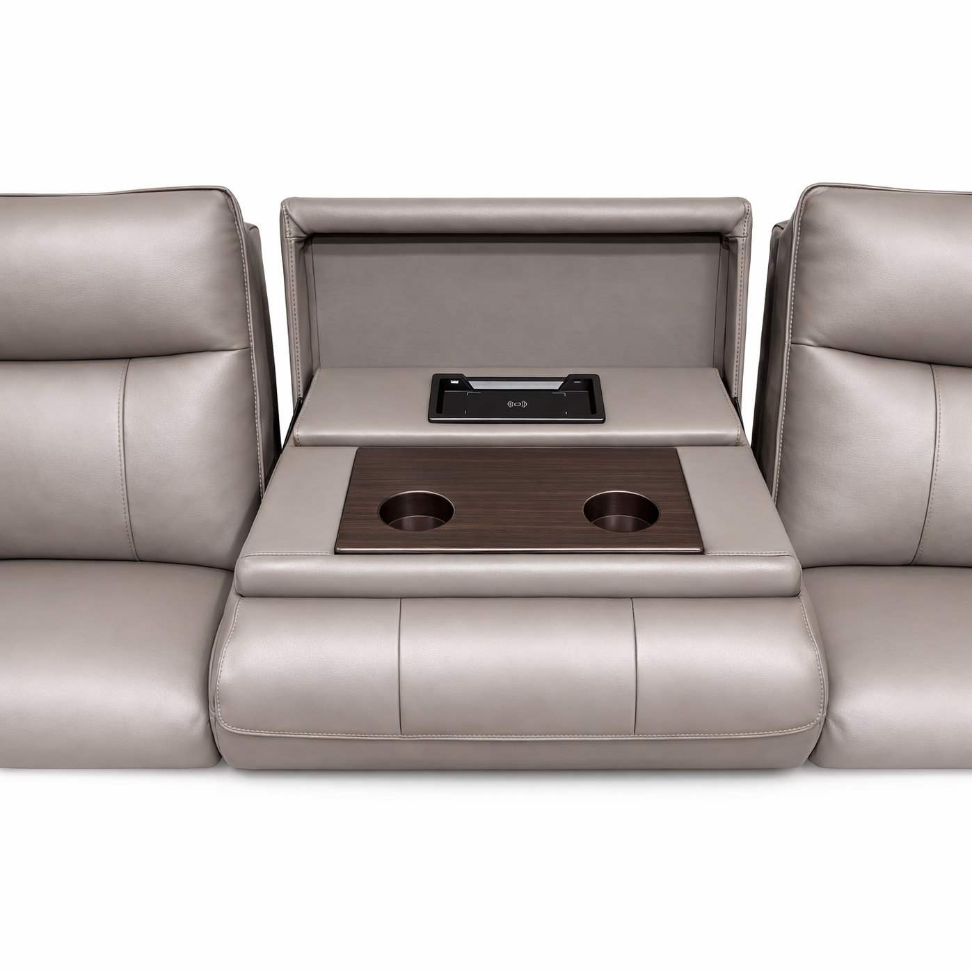 Maceo Genuine Leather Modular Recliner Sectional - Charcoal